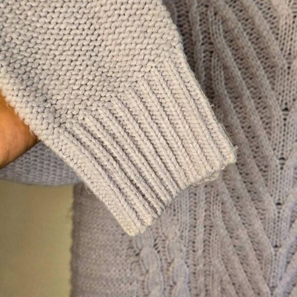 ELLE Cowl Neck Sweater Women’s Size Small Lilac Purple Cable Knit Relaxed Fit - Picture 8 of 13